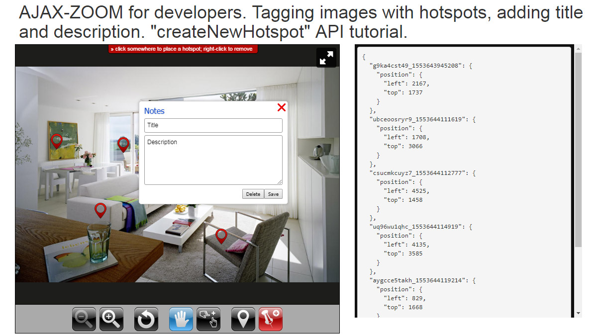JavaScript high-resolution tagging images with hotspots