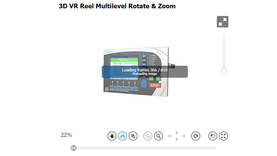 VR Reel multilevel product rotate & zoom
