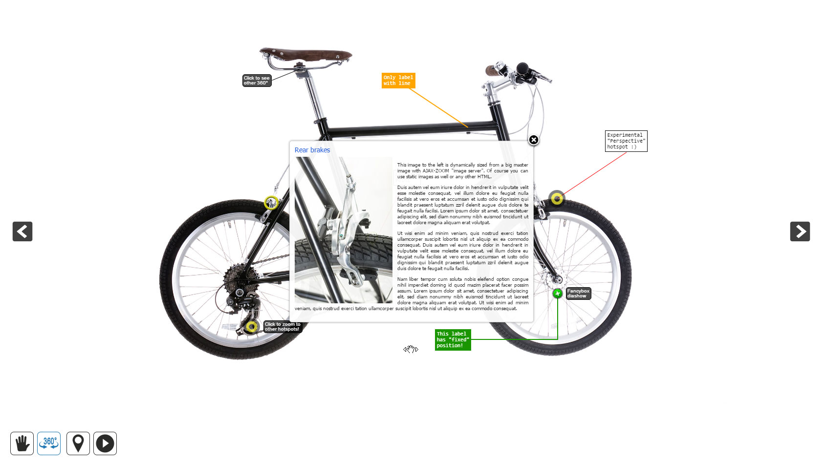 360 degree product viewer with hotspots